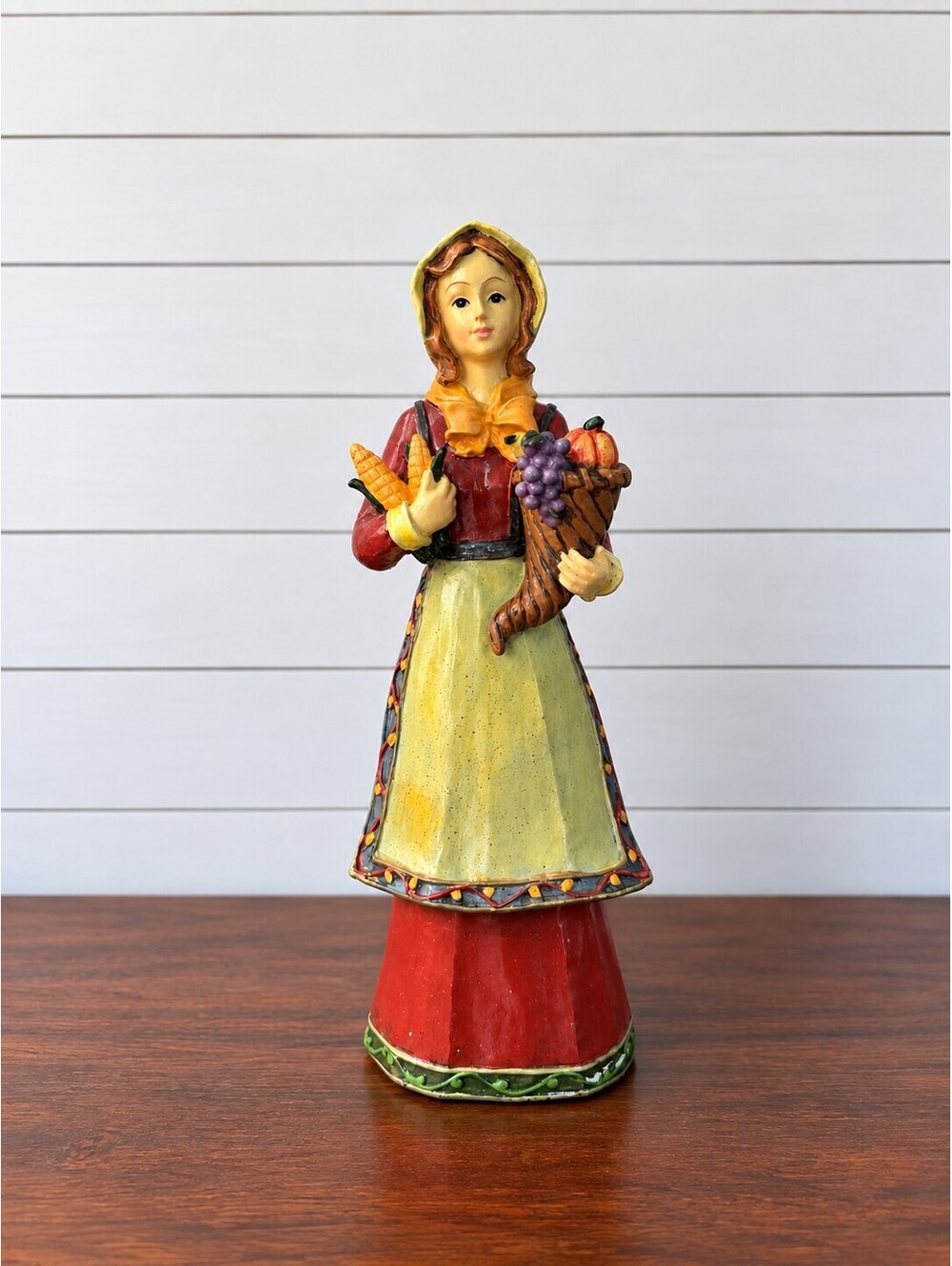 Harvest Woman Cornucopia Figurine 12” Fall Thanksgiving Farmhouse Autumn Decor